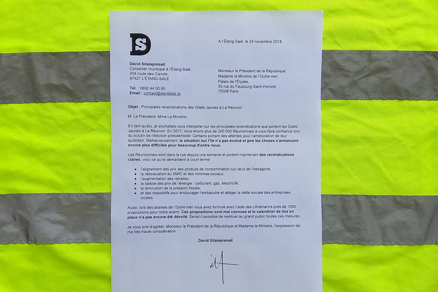 Courrier : principales revendications des Gilets Jaunes à La Réunion